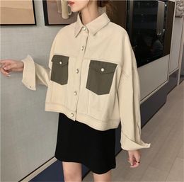Vestes de femmes Casual Pearl Buttons Dames Solid Coréen Femmes Denim Coat Jacket Collier À Manches Longues Mode Fashion Femme