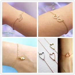 10PCS Diamond Arrow Infinity Infinite Heart Circle Round Apple Cross Hashtag Glasses Pinecone Mountain Bracelet Minimalist Geometric Jewellery