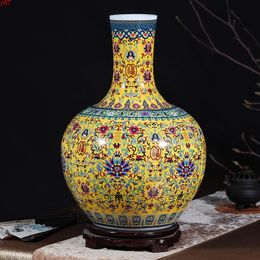 Jingdezhen 55cm Tall Yellow Ceramic Porcelain Vase for Home Decorhigh quatity
