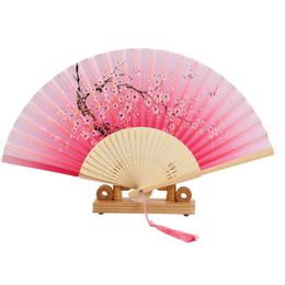 Silk Party Favor Chinese Japanese Style Folding Fan Home Decoration Ornaments Pattern Art Craft Gift Wedding Dance Supplies