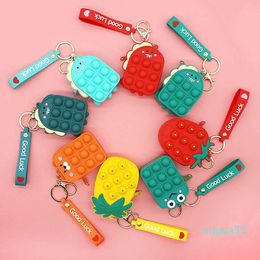 Schlüsselanhänger Spielzeug Mini Blasen Tasche Sensorische Gummi Silikon Geldbörse Schlüsselanhänger Blase Puzzle Hüllen Brieftasche Münztüten für Kinder