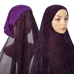 Instant Chiffon Hijab Jersey Bonnet Headscarf Long Shawl Scarf Women