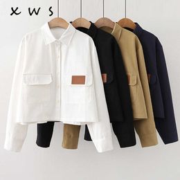 Women Casual Letter Blouses and Shirts Turn Down Collar Irregular Korean Fashion Blouses BF Loose blusa feminina Out tops 210604