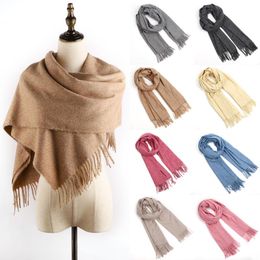 men fashion poncho UK - Scarves Thickened Solid Winter Scarf Over-sized Shawl Fashion Women Knitted Tassel Men Cashmere Bufandas Hombre Poncho
