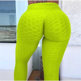 The Leggings Sexy Solid Colour Push Ups Girl Women Gym Clothing High Waist Pants Ms Work Out Breathable Tight Black Bubble 211215