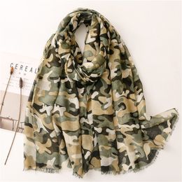 Women Autumn Fringe Shawl Luxury Army Green Camouflage Viscose Scarf High Quality Pashminas Wrap Muslim Snood 180*90Cm