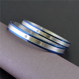 Elegant 8mm True Love Letter Bracelets for Women Trendy Blue Colour Stainless Steel Men Bangles Charm Accessory Wrist Jewellery Q0719