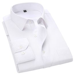 4XL 5XL 6XL 7XL 8XL Large Size Men's Business Casual Long Sleeved Shirt White Blue Black Smart Male Social Dress Shirts For Plus 220215