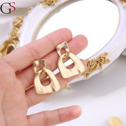 Hoop & Huggie GS High Sense Matte Triangle Earrings Retro Hong Kong Style For Women Fine Jewellery Accessories Party Club