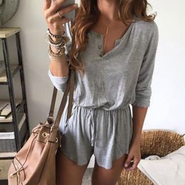 Women's Jumpsuits & Rompers Roupas Femininas Women Clothing Sexy Playsuits V-Neck Short Solid Beach Overalls Frock Loose Breathable Elastici