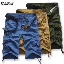 BOLUBAO Summer Men's Overalls Straight Casual Cargo Shorts Multi-Pocket Loose Five-Point Male 210714