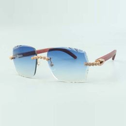 2022 exquisite bouquet diamond sunglasses 3524014 with natural original wood sticks and cut lens 3.0 thickness,size: 18-135 mm