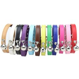 Dog Collars & Leashes Cute Cat Collar PU Belt Bell Adjustable Pet Neck Strap Suitable For Small And Medium-sized Chihuahua Supplies