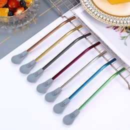 Detachable Silicone Steel Spoon Straw Bombilla Filter