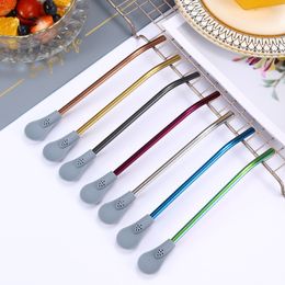 Detachable Silicone Steel Spoon Straw Bombilla Philtre