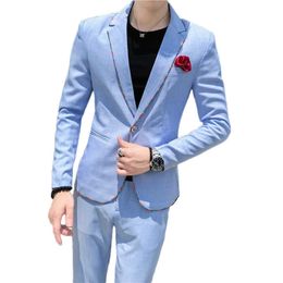 Fashion Retro Luxury Suit Pioneers Men's Formal Party Clothes Male One Button Dress Two-piece Set Trousers Jacket Coat X0909