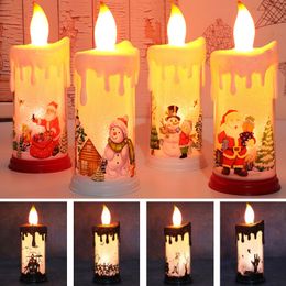 Halloween Christmas Decoration LED Light Simulation Flame Candle Santa Claus Snowman Decorations Night Lights Free DHL HH21-641