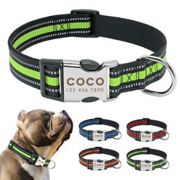 Reflective Dog Collar Personalised Pet Tag Collar Custom Puppy Cat Nameplate ID Collars For Small Medium Large big Dogs Engraved Y200922