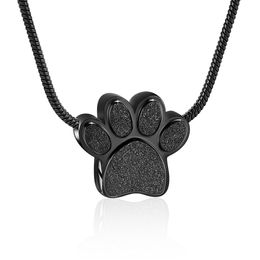 Dog Paw Print Pattern Stainless Steel Cremation Souvenir Pendant Urn Animal Memorial Necklace Jewelry