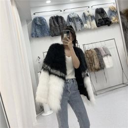 Women's Fur & Faux Fashion Real Raccoon Coats Jackets Ladies Genuine Natural Thick Medium Outwear Patchwork Colour Warm Clothes
