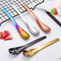 5 Colors Slot Spoon Stainless Steel Spoon Baby