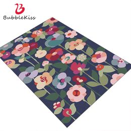 Bubble Kiss Soft Colourful Floral Pattern Rugs And Carpets For Living Room Customizable Home Bedside Anti-Slip Decor Floor Mat 210301