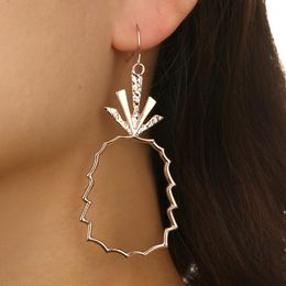 2021 New Gold Pineapple Dangle Earrings Alloy Cute Fruit Long Hollow Chandelier Women Earrings Fashion Jewelry Gift