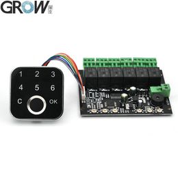 GROW K219-B+G16 DC12V Admin/User Password Fingerprint Control Board With 6 Relays For Door Access System