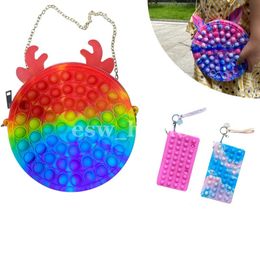 Party Favor Silicon Bag Purse Push Pop Bubble Toys Squishy Anti-Stress Reliever crossbody bags Poppet Fidget Handbag for Girls