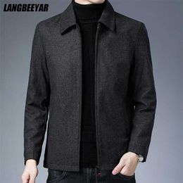 High Quality Brand Casual Fashion Lapel Autumn Winter Mens Coat Men Clothing Fashion Jacket Solid Classic Windbreaker 211103