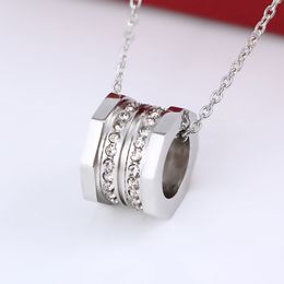 Matching Couples Love Pendants Necklaces Double Row Rhinestone Necklace Pattern Octagonal Pendant Choker Jewellery Gift for Romantic Holiday, Valentine's Day,