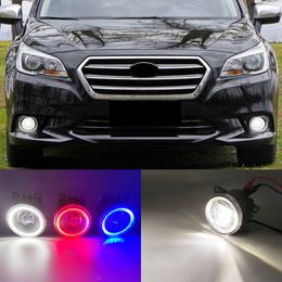 2 Functions Auto LED DRL Daytime Running Light Car Angel Eyes Fog Lamp Foglight For Subaru Legacy GT 2013 - 2016