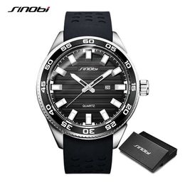Sinobi Top Quality Stainless Steel Men's Sports Watches Silicone Waterproof Luxury Men's Quartz Wrist Watch Relogio Masculino Q0524