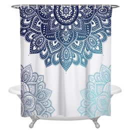 Shower Curtains Waterproof Polyester Fabric Curtain Carved Mandala Flowers Bloom Abstract Printing Bathroom Accessories