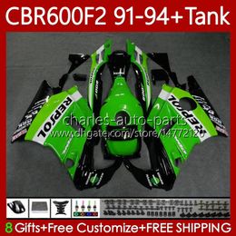 Bodys +Tank For HONDA CBR600 CBR 600 F2 FS CC 600F2 Repsol green 91-94 Bodywork 63No.32 600FS 600CC CBR600F2 91 92 93 94 CBR600-F2 CBR600FS 1991 1992 1993 1994 Fairing Kit