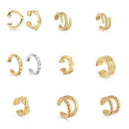 Fashion Stud Earings C Shaped Brass Hoop Earrings without Pierced Ears Simple Personalized Ear Clips Mix Jewelry