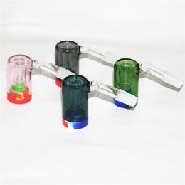 Colourful smoking pipes 14mm Male Glass Ash Catcher with silicone containers straight water bongs glass bong oil rigs