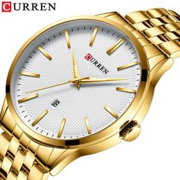 Men's Watch Top Brand Curren Luxury Quartz Wrist Watch Male Clock Business Watches Relogio Masculino Stainless Steel Band Q0524