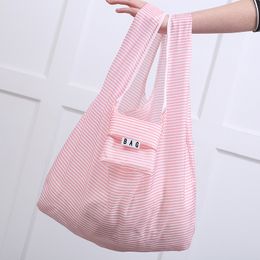 Japanese fashion eco-friendly printing bag 210D Polyester Foldable Square Shopping Bag Reusable Vest Tote Pouch