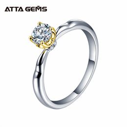 ATTAGEMS 18K Yellow Gold Wedding Ring 0.3ct D Colour Diamond Solitaire Engagement Rings For Women 211217
