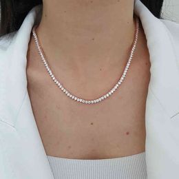 Fashion Waterway Choker 925 Silver Elegant Minimal Wedding Diamond Necklace For Women Trendy Super Luxury Turkish Fine Jewellery