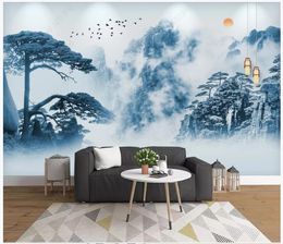 Custom photo wallpaper 3d murals wallpapers New Chinese artistic conception ink landscape painting background wall papers home decoration