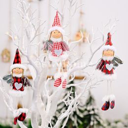 Christmas Decoration Creative Plaid Wings Love Girl Pendant Children's Gift xmas Ornaments