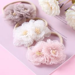 Lace Flower Baby Nylon Headbands For Girls Solid Head Band Infants Newborn Hair Accessories Photo Prop