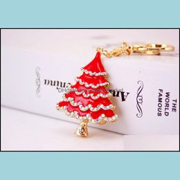 Key Rings Jewelry Rhinestone Girls Christmas Tree Pendant Crystal Keychains Women Bag Decorations For Party Aessories Drop Delivery 2021 Xsp