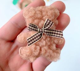 Baby Girl Hair Clips Jewelry Accessories Fluffy Bear Bows Barrettes Hairpin for Toddler Kids Children White Coffee