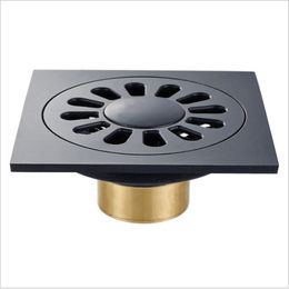 Other Bath & Toilet Supplies Modern Pure Black Invisible Shower Floor Drain /Bathroom Balcony Use Brass Material Rapid Drainage Tile Insert