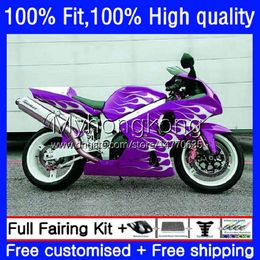 Motorcycle Body For SUZUKI GSXR 1000CC 1000 CC Injection Mold Bodywork 24No.153 GSXR-1000 00-02 GSXR1000 K2 00 01 02 GSX-R1000 Purple flames 2000 2001 2002 OEM Fairing