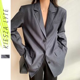 Spring Office Lady Grey Blazers Fashion Neutral Minimalist Woman Casual Solid Suit Femme Jacket 210608