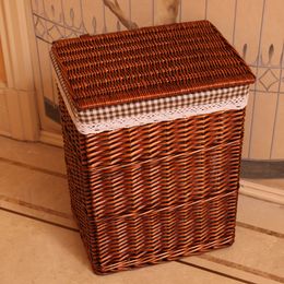 Wickerwork Basket Storage Box Handmade Woven Laundry Hamper Rattan Dirty Clothes Home Baskets 210316